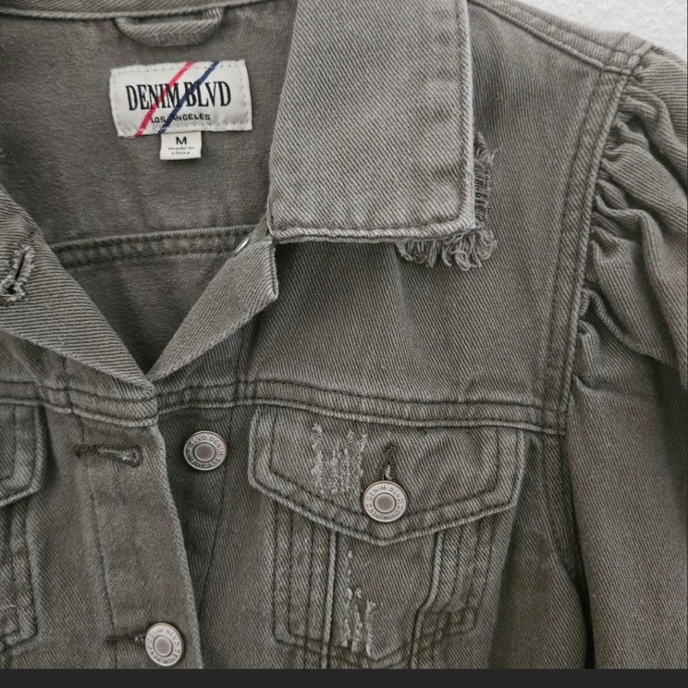 Denim Blvd. Distressed Cropped Jacket - Picture 4 of 7